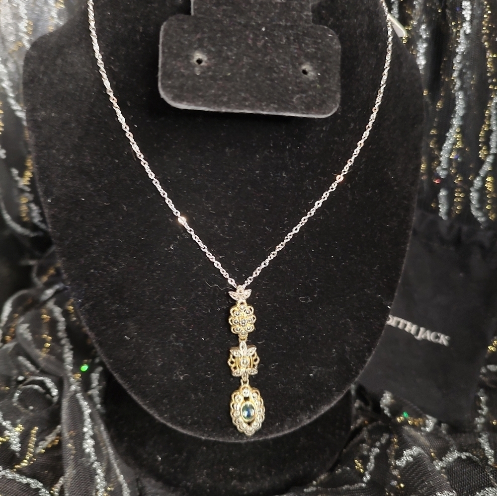 Judith Jack Necklace 925 Sterling Silver Triple Drop Marcasite - Picture 8 of 15